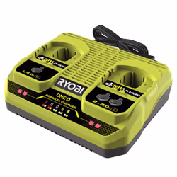 Chargeur double RC18240G 18V ONE+ RYOBI - Chargeur à 2 ports, charge les deux batteries en même temps. - Charge 1 batterie (4 ...