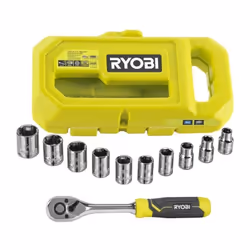 Le coffret Ryobi comprend un cliquet 90 dents avec un angle de retour de 4°, 8 douilles de différentes tailles (8 à 15 mm) et ...