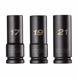 Jeu de douilles pour clé à chocs 1/2" 17 19 et 21 mm 3 pièces