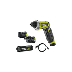 Tournevis 4V usb Lithium - 1 batterie 2,0Ah - coffret 10 embouts - mandrin déporté - renvoi d'angle - RSD4-120TA2 - Ryobi