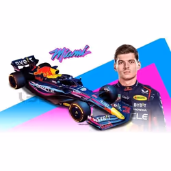 Voiture Miniature - BBURAGO - RED BULL RB19 - Gagnante Miami GP 2023 - 1/43 - Bleu/Rouge/Jaune