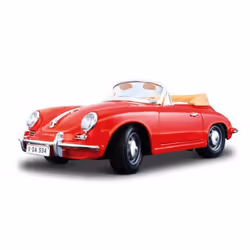 BBURAGO Porsche 356b Cabriolet, Modèle de voiture de luxe, Pré-assemblé, 1:18, Porsche 356b, Rouge, Modèle réduit de véhicule ...
