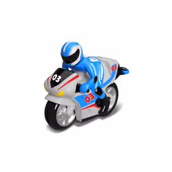BB Junior - MOTO FIRST RC - Moto avec pilote et télécommande guidon - Course bleue