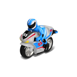 BB Junior - MOTO FIRST RC - Moto avec pilote et télécommande guidon - Course bleue