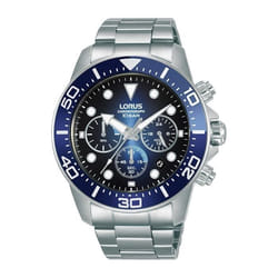 Montre - LORUS - Chronomètre bleue - Bracelet acier - 43 mm - Fonctions dateur