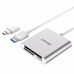 UNITEK Y-9313D, CF, MicroSD (TransFlash), MicroSDHC, MicroSDXC, SD, SDHC, SDXC, Argent, 5000 Mbit/s, Aluminium, USB 3.2 Gen 1 ...