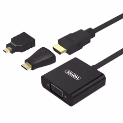 UNITEK Y-6355, VGA (D-Sub), HDMI Type A (Standard), Mâle, Femelle, Noir, 1 pièce(s)