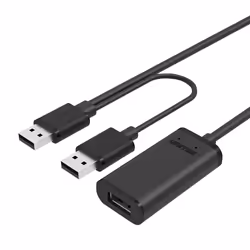 UNITEK Y-277, 5 m, 2 x USB A, USB A, USB 2.0, 480 Mbit/s, Noir