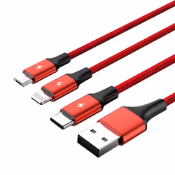 UNITEK C4049RD, 1,2 m, USB A, USB C/Micro-USB B/Lightning, Rouge