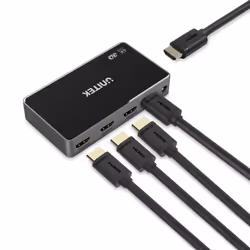 UNITEK V1109A, HDMI, 4x HDMI, 1.4b, 3840 x 2160 pixels, Noir, Gris, 4K DCI