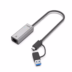 UNITEK U1313C, Avec fil, USB 3.2 Gen 1 (3.1 Gen 1) Type-A + Type-C, 2500 Mbit/s, IEEE 802.3, Gris, Space Grey