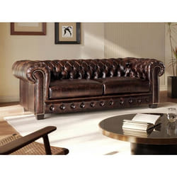 Canapé chesterfield 3 places BRENTON 100% cuir de