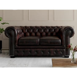 Canapé chesterfield 2 places BRENTON 100% cuir de