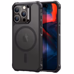 Coque téléphone - ESR - Air Armor HaloLock - Noir Givré - Technologie AirCushion - Semi-rigide