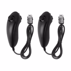 XCSOURCE 2 pcs Nunchuck Contrôleur de Jeu Gauche Nunchuck Télécommande Joystick Noir Pour Nintendo Wii Gaming Console AC1244
