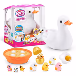 Pets Alive Mama Duck Surprise, Canard en peluche, 3 an(s), Sonore, AAA