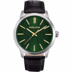 Montre - POLICE - Raho PEWJA2207701 - Quartz - Homme - Acier inoxydable - Cadran Vert - Bracelet en Cuir Noir