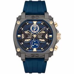 Montre - POLICE - Norwood PEWGQ0040001 - Bracelet silicone bleu - Boîtier acier inox - Étanche 50m