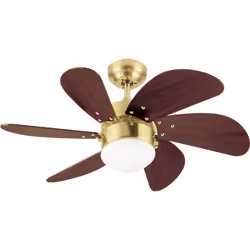Dimensions et données techniques 220-240 V ~ 50 Hz Diamètre : 76 cm Couleur du boîtier : laiton satiné Couleur des pales : wa ...