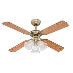 Ventilateur de plafond Westinghouse Princess Trio 78265-105 cm E14 fini laiton poli avec pales réversibles en chêne -