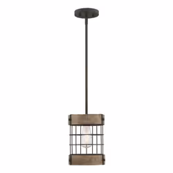 Westinghouse Langston, Support flexible, Bronze, Bois, Bronze, Oil Rubbed Bronze with Vintage Pine Accents, Cylindre, Salle à ...