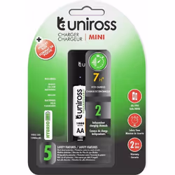 Chargeur MINI Pour 1 à 2 piles Ni-MH 1.2V AA AAA Avec 2 Piles AA 1000 HYBRIO inclus