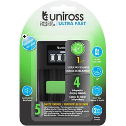 Chargeur - UNIROSS - ULTRA RAPIDE - Pour 1 à 4 Piles Ni-MH 1.2V AA AAA - Rechargeable - Intérieur