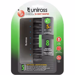 Chargeur - UNIROSS - RAPIDE - 1 à 8 Piles Ni-MH 1.2V AA AAA - Rechargeable - Intérieur