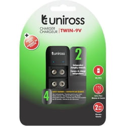 Chargeur - UNIROSS - TWIN - 1 à 2 Piles Ni-MH 9V - Rechargeable - Intérieur