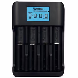 Chargeur - UNIROSS - Smart Tech LCD - Pour 1 à 4 Piles Lithium 18650 - Ni-MH 1.2V AA AAA - Rechargeable