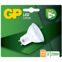 Description GP Lighting réflecteur LED GU10 verre 3,1W (35W) GP 080169 Poids : 68 grammes Largeur : 12.1 centimètres Hauteur ...