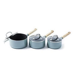 Casserole Set - GREENPAN - CC001595-001 - Aluminium - Bois dense - 3 pièces - Vert grisé