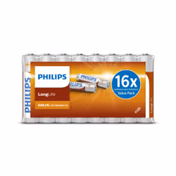 Philips LongLife R03L16F/10, Batterie à usage unique, AAA, Chlorure de zinc, 1,5 V, 16 pièce(s), Cd (cadmium), Hg (mercure)