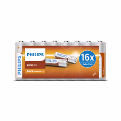 Philips LongLife R6L16F/10, Batterie à usage unique, AA, Chlorure de zinc, 1,5 V, 16 pièce(s), Cd (cadmium), Hg (mercure)