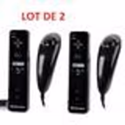 QUMOX Manette Motion Plus Wii + Nunshuck +Housse Noir x2 -Manettes compatible