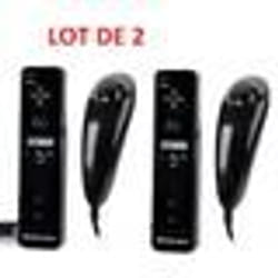 QUMOX Manette Motion Plus Wii + Nunshuck +Housse Noir x2 -Manettes compatible