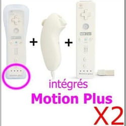QUMOX Manette Motion Plus Wii + Nunchuck Blanc x2- Manettes compatible