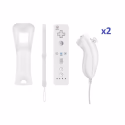 QUMOX Manette Wiimote+Nunchuck+Housse Pour Wii blanc X2 - Manettes compatible