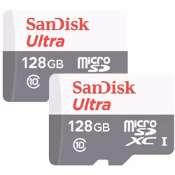 2PCS Sandisk ultra 128go micro sd sdxc class 10 uhs-i 80mb/s sdsquns-128g adaptateur inclus