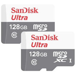 2PCS Sandisk ultra 128go micro sd sdxc class 10 uhs-i 80mb/s sdsquns-128g adaptateur inclus