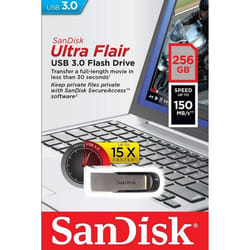 Clé USB - SanDisk - Ultra Flair - 256 Go - USB 3.0 - Vitesse jusquà 150 Mo/s
