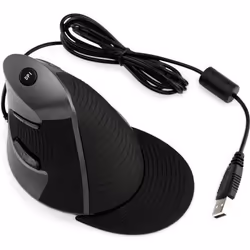 Souris Verticale Ergonomique - USB - 1600 DPI - Noir - Optique - Filaire