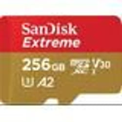 Carte Mémoire microSDXC SanDisk Extreme 256 Go + Adaptateur SD avec Performances Applicatives A2 jusquà 160 Mo/s Classe 10 U3 V3