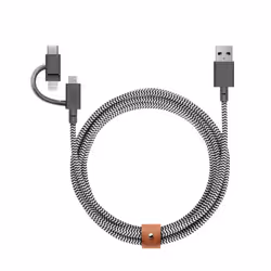 Native Union Belt, 2 m, USB A, USB C/Micro-USB B/Lightning, USB 2.0, Noir, Blanc