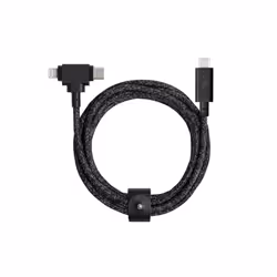 Native Union Belt Duo Pro, Noir, USB C, USB C/Lightning, 1,5 m, Mâle, Mâle