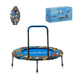 Trampoline - SMARTRIKE - 2 en 1 - Bleu - Pour enfants - Sécurisé avec barre