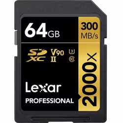 Lexar Carte UHS-II Professional 2000x 64 Go SDXC sans Lecteur Jusqu`à 300 Mo/s en Lecture () - LSD2000064G-BNNAG