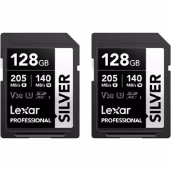 Carte SDXC - LEXAR - Silver - 128Go - UHS-I - V30 - 205 Mo/s Lecture - 140 Mo/s Écriture