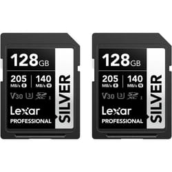 Carte SDXC - LEXAR - Silver - 128Go - UHS-I - V30 - 205 Mo/s Lecture - 140 Mo/s Écriture