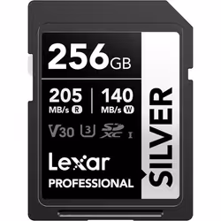 Carte SDXC - LEXAR - Silver - 256Go - Vitesse de lecture 205 Mo/s - Vitesse décriture 140 Mo/s